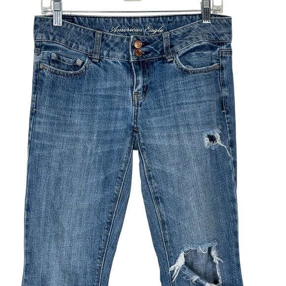 American Eagle Artist Jeans Women’s Size 2 Long Distressed Bootcut Denim - Picture 5 of 15